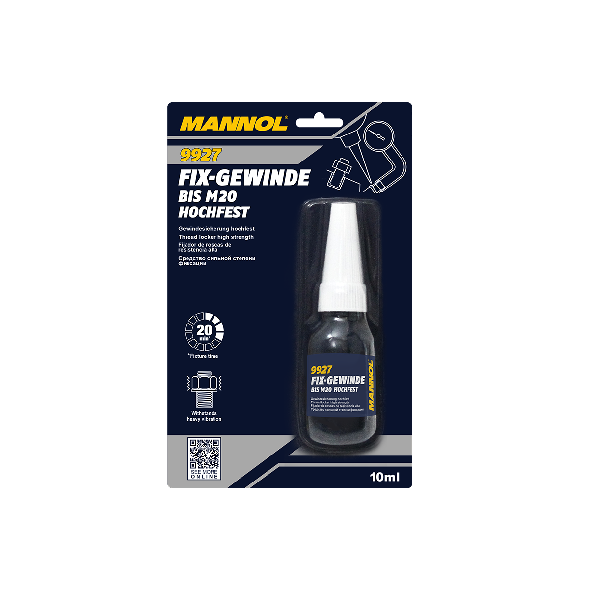 Фиксатор резьбы долговременный Fix-Gewinde Hochfest (10ml) MANNOL 9927