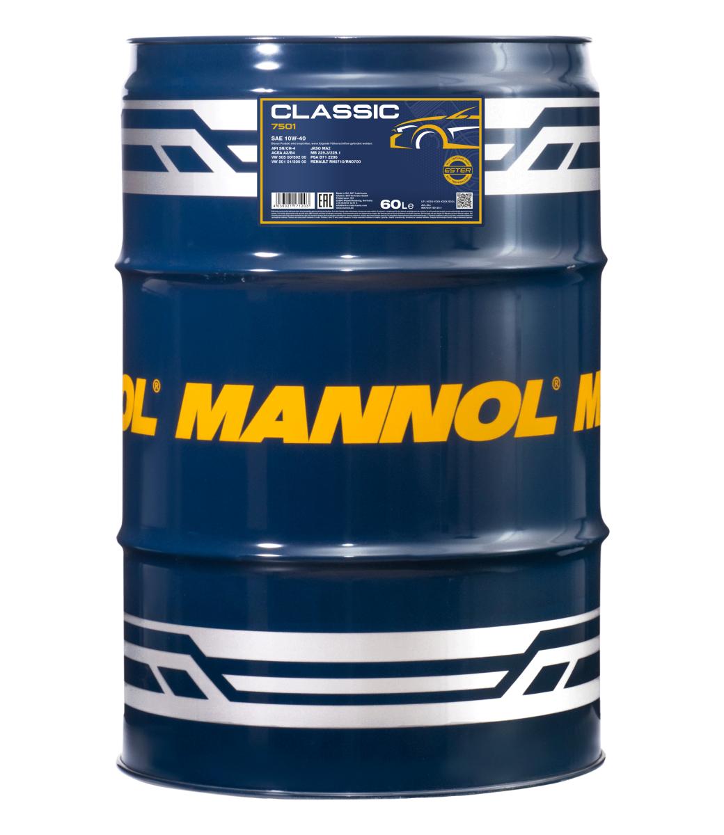 7501-060 масло мот.п/синт. Classic 10W40 (60л.) MANNOL; SN/CH-4/A3/B4