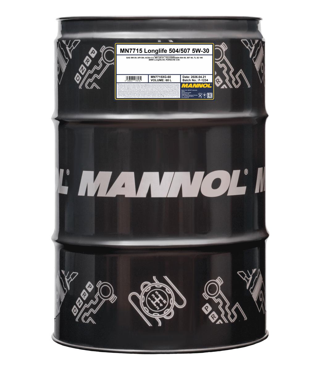 7715-060 масло мот.синт. Longlife 504/507 5W-30  (60л.) MANNOL; API SN/CF, ACEA C3