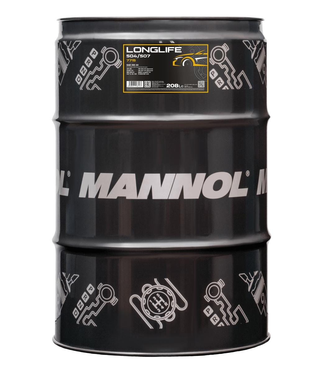 7715-208 масло мот.синт. Longlife 504/507 5W-30  (208л.) MANNOL; API SN/CF, ACEA C3