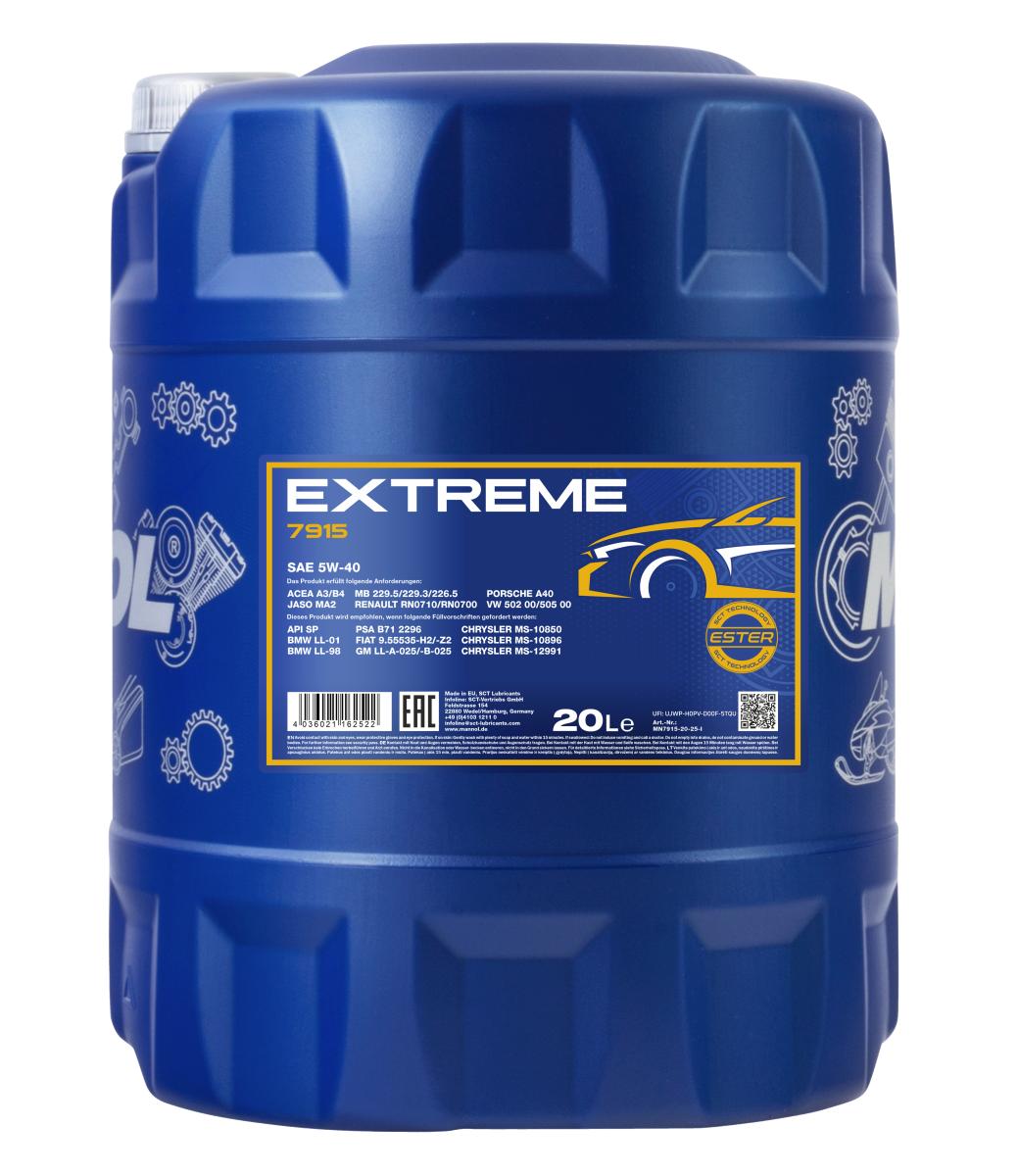 7915-020 масло мот.синт. Extreme 5W/40 (20л.) MANNOL; API SN/CH-4 ACEA A3/B4