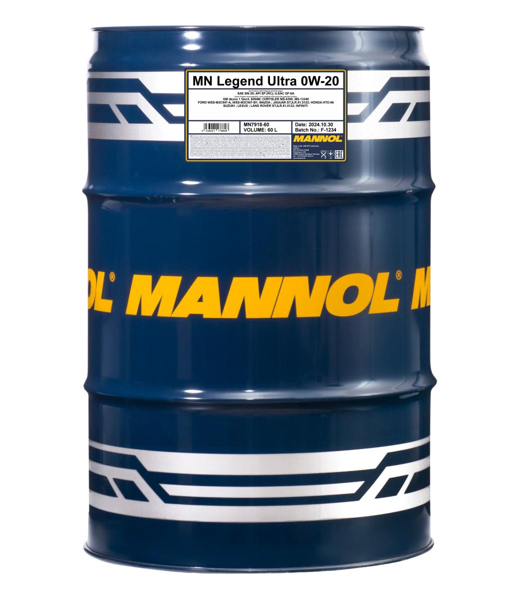 7918-060 масло мот.синт. Legend Ultra 0W-20  (60л.) MANNOL; API SP(RC)