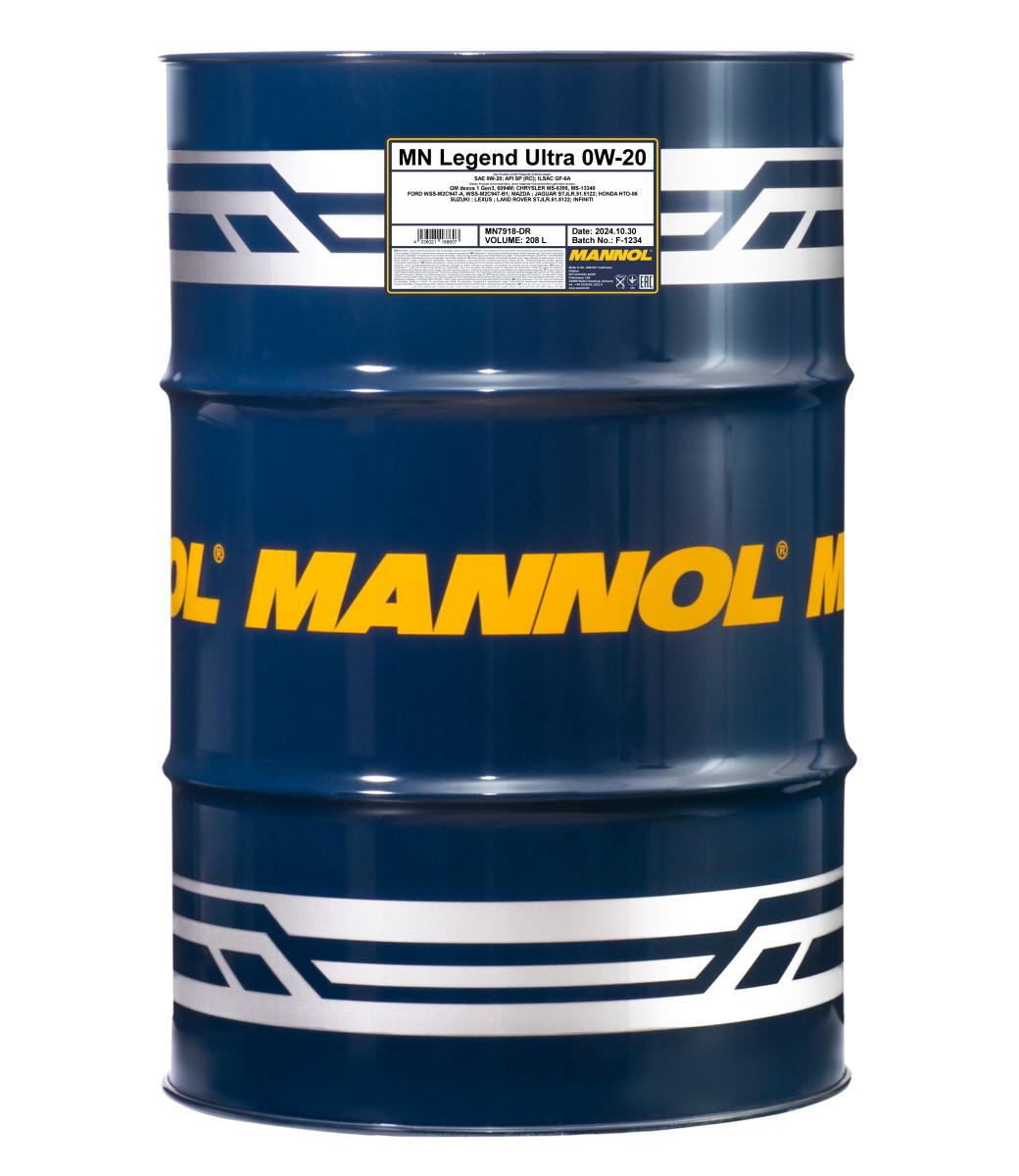 7918-208 масло мот.синт. Legend Ultra 0W-20  (208л.) MANNOL; API SP(RC)