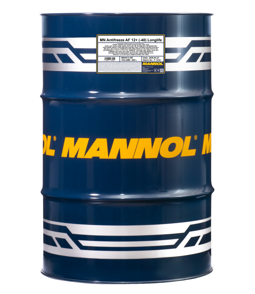 Антифриз красный AF12+ (-40°C) Longlife (208л.) MANNOL 4012