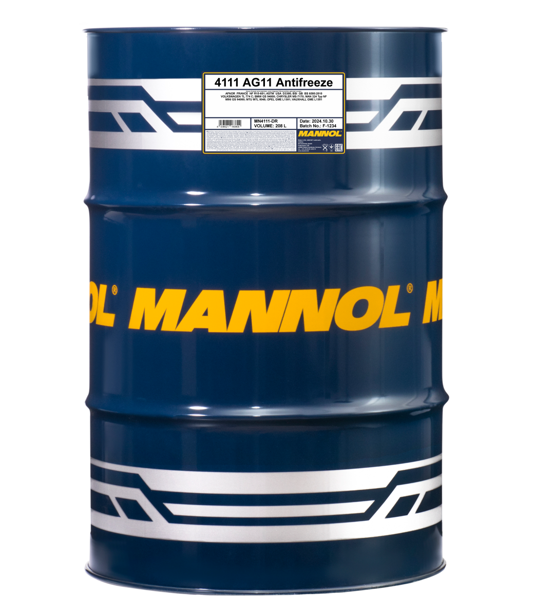 Антифриз голубой концентрат AG11 Longterm (208л.) MANNOL 4111