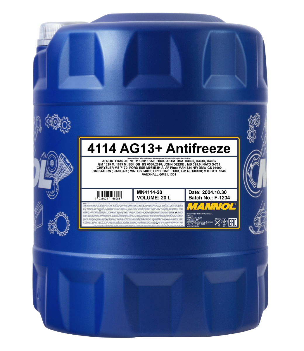 Антифриз жёлтый концентрат AG13+ Advanced (20л.) MANNOL 4114