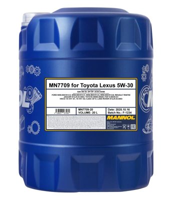 7709-020 масло мот.синт. For Toyota Lexus 5W-30  (20л.) MANNOL; API SN Plus, ACEA A5/B5