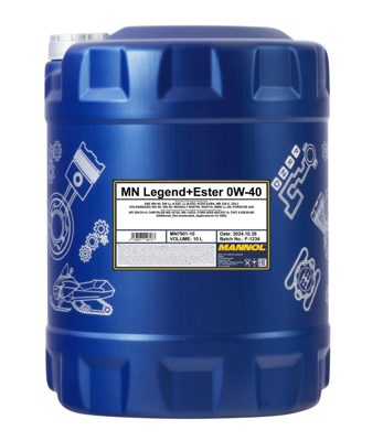 7901-010 масло мот.синт. Legend + Ester 0W-40  (10л.) MANNOL; API SN/CH-4, ACEA A3/B4