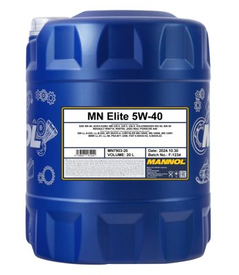 7903-020 масло мот.синт. Elite 5W/40 (20л.) MANNOL; API SN/CH-4, ACEA A3/B4
