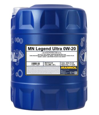 7918-020 масло мот.синт. Legend Ultra 0W-20  (20л.) MANNOL; API SP(RC)